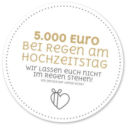 5000 Euro bei Regen am Hochzeitstag - die Regenwetterversicherung machts möglich.